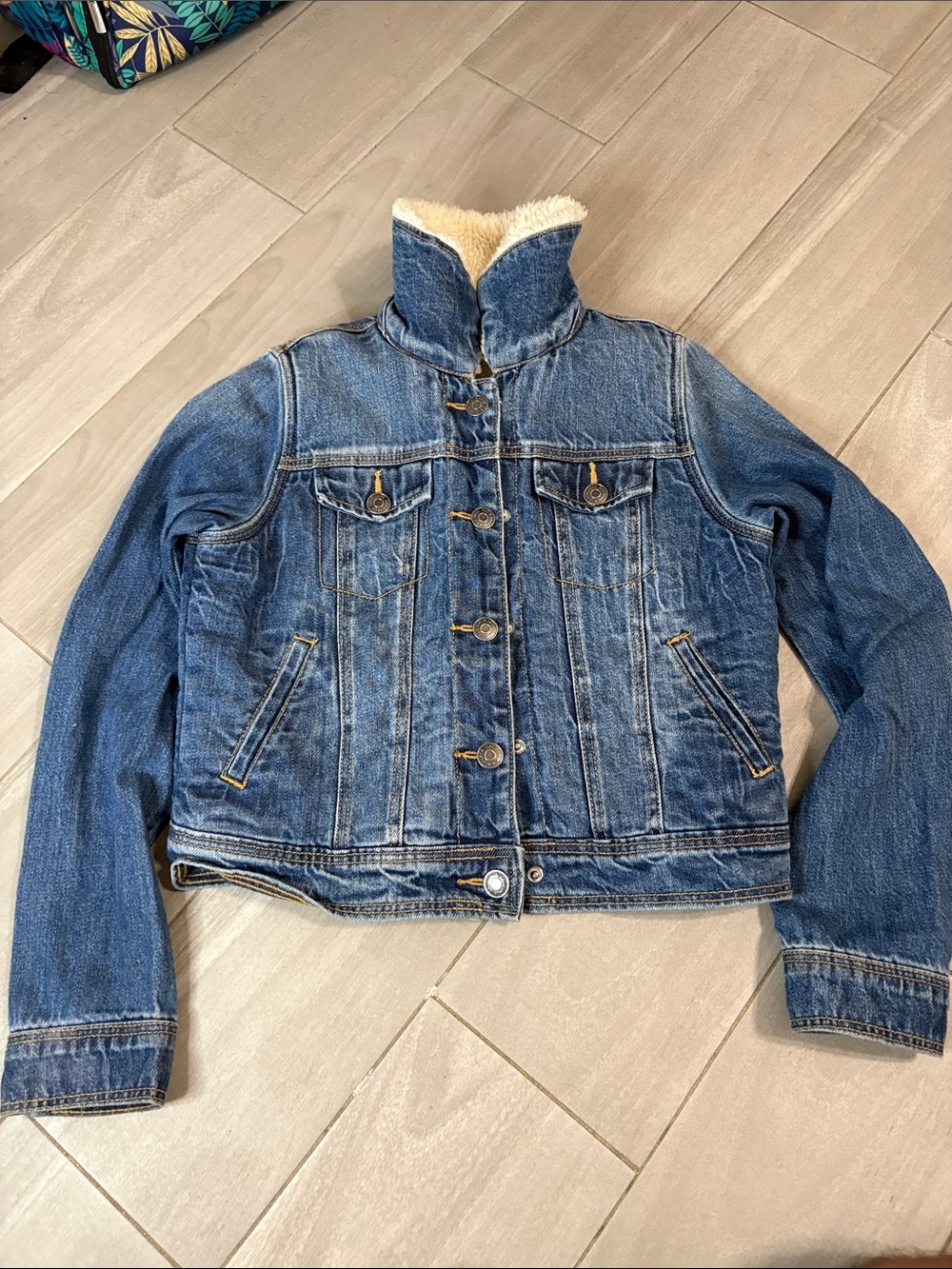 Cat & Jack Blue Denim Sherpa Collar Jacket